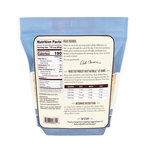 Bobs Red Mill, EXtra Thick Rolled Oats Gluten Free, 32 Oz(Case Of 4)