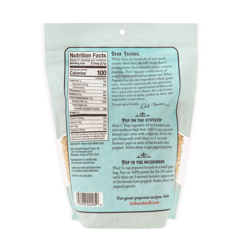 Bobs Red Mill, Whole White Popcorn, 30.8 Oz(Case Of 4)
