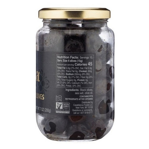 Mina, Moroccan Dry Cured Black Olives Jar, Case of 6 X 7 Oz