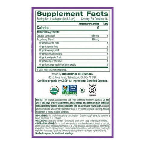 Traditional Medicinals, Smooth Move Tea, 16 bags Traditional Medicinals