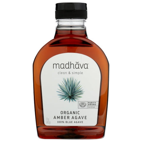 Madhava Honey, Agave Nectar Amber Raw, Case of 6 X 17 Oz Madhava Honey