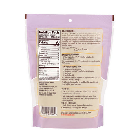 Bobs Red Mill, Milk Powder Dry Non Fat, 22 Oz(Case Of 4)