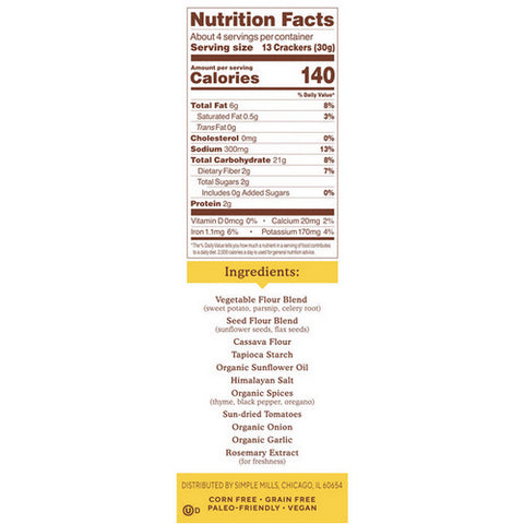 Simple Mills, Cracker Pita Mdtrrn Herb, Case of 6 X 4.25 Oz