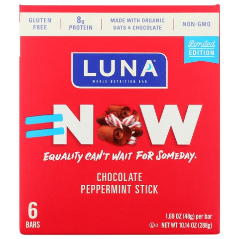 Luna, Bar Choc Peppermint Stick, 10.14 Oz(Case Of 6)