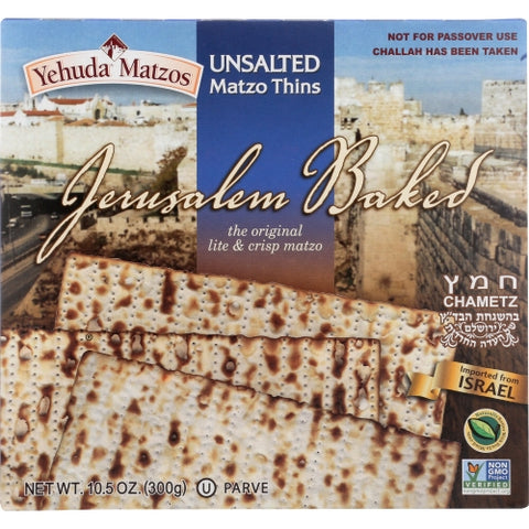 Yehuda, Matzo Thin Daily Unsalted, 10.5 Oz(Case Of 12)