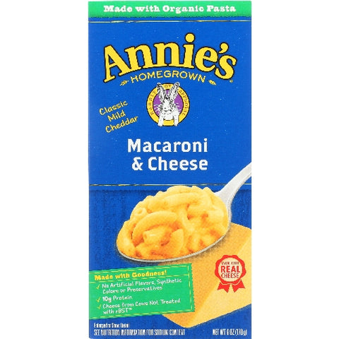Annie's Homegrown, Macaroni And Cheese Classic Mild Cheddar, 6 Oz(Case Of 12)