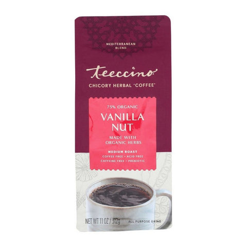 Teeccino, Medit Erranean Herbal Coffee  Medium Roast  Caffeine Free  Vanilla, 11 Oz(Case Of 6)