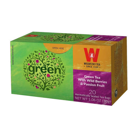 Wissotzky, Tea Grn Wldbry & Pssn Fruit, 20 Bags(Case Of 12)