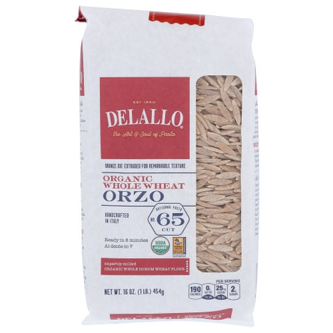 Delallo, Pasta Whlwht Orzo Org, Case of 12 X 16 Oz