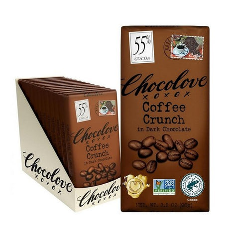Chocolove, Dark Chocolate Bar 55% Coffee Crunch, 3.2 Oz(Case Of 12)