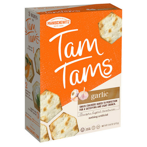 Manischewitz, Tam Tams Garlic Snack Crackers, 9.6 Oz(Case Of 12)