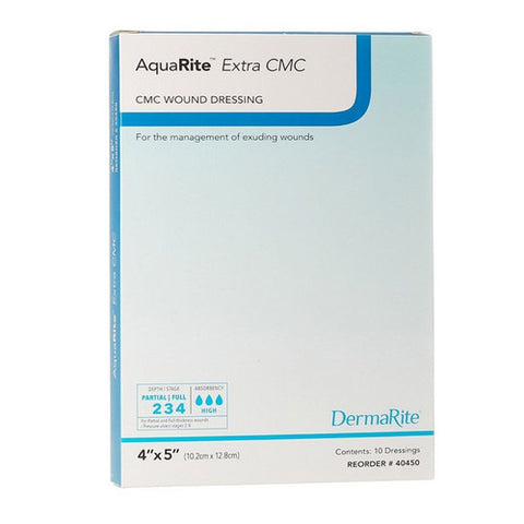 DermaRite, Gelling Fiber Wound Dressing AquaRite Extra CMC 6 X 6 Inch Square Sterile, Box Of 10
