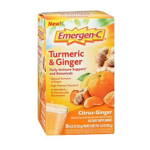 Emergen-C, Turmeric + Ginseng Powder, 18 Count