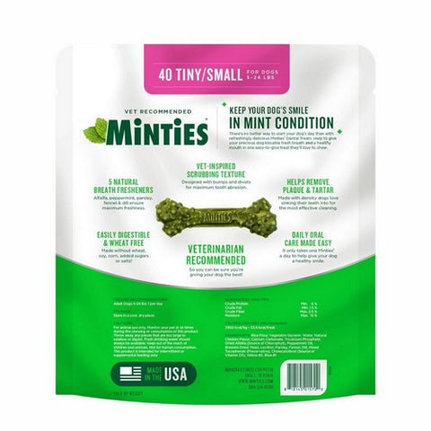 Vet IQ, Minties Teeth Cleaner Dental Dog Treats, Tiny/Small 40 Count