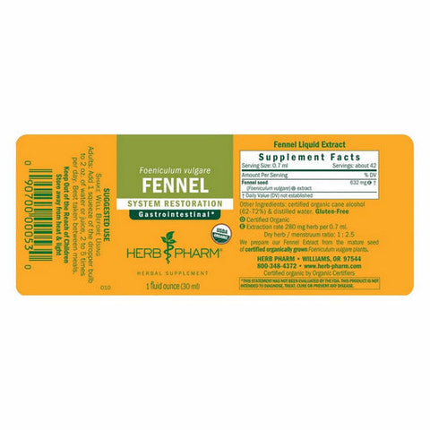 Herb Pharm, Fennel Extract, 1 Oz Herb Pharm