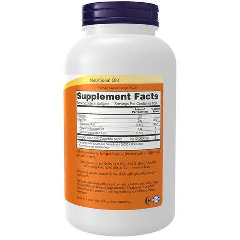 Now Foods, Pumpkin Seed Oil, 1000 mg 200 Softgels
