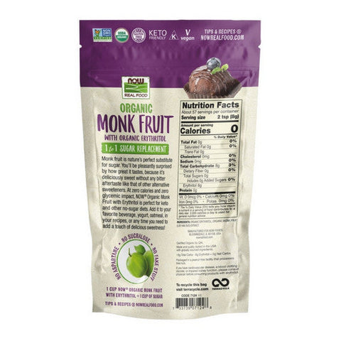 Now Foods, Organic Monk Fruit With Organic Erythritol, 1-to-1 Sugar Replacement 1 LB Now Foods