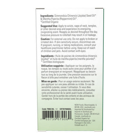 Now Foods, Organic Essential Roll-On, Peppermint 10 ml