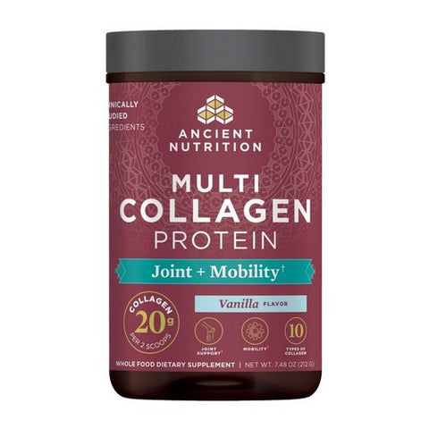 Ancient Nutrition, Multi Collagen Protein Joint Plus Mobility Vanilla, 8 Oz
