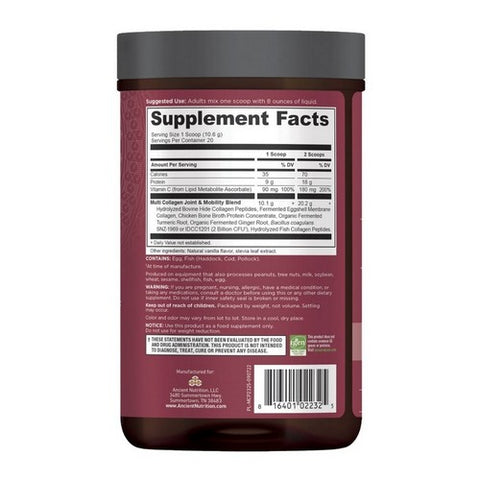 Ancient Nutrition, Multi Collagen Protein Joint Plus Mobility Vanilla, 8 Oz