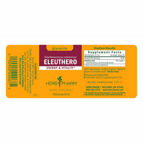 Herb Pharm, Eleuthero Glycerite, 1 Oz Herb Pharm