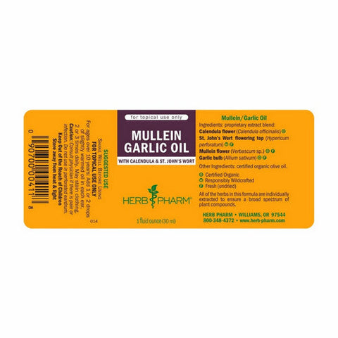 Herb Pharm, Mullein Garlic Oil, 1 Oz Herb Pharm