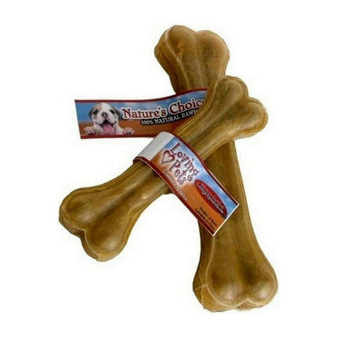 Nature's Choice 100% Natural Rawhide Pressed Bones 6" Long (1 Bone) by Loving Pets