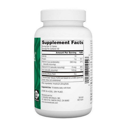 Source Naturals, Chlorella, 200 MG, From Yaeyama 600 Tabs Source Naturals