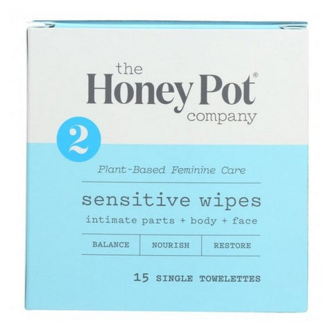 The Honey Pot, Sensitive Feminine Wipes, 15 Count