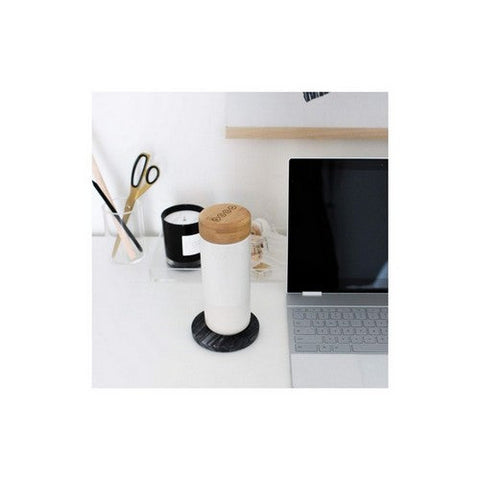 Soma, Insulated Ceramic Mug With Bamboo Lid Pearl, 12 Oz Soma