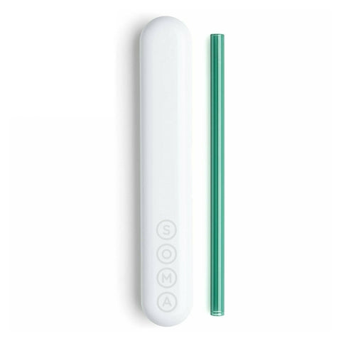 Soma, Glass Straw With Silicone Lined Travel Teal, 8 Inchs, 1 Count