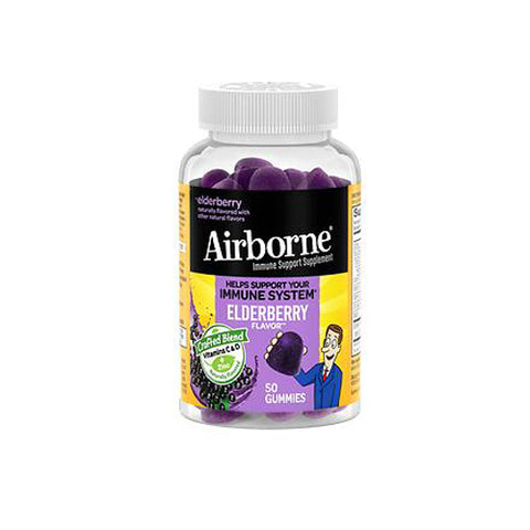 Airborne, Adult Elderberry Gummies With Vitamin C And D, 50 Gummies