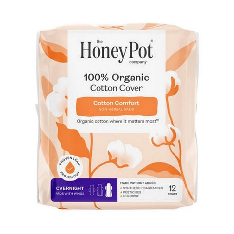 The Honey Pot, Organic Overnight Pads, 12 Count