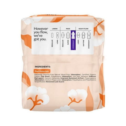 The Honey Pot, Organic Overnight Pads, 12 Count