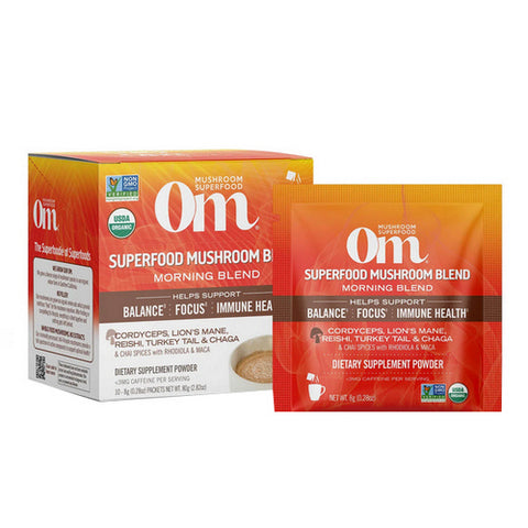 Om Mushrooms, Organic Mushroom Morning Energy Blend, 10 Packets