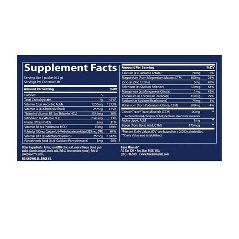 Trace Minerals, Power Pak Zero Sugar Orange Mango, 30 Packets Trace Minerals