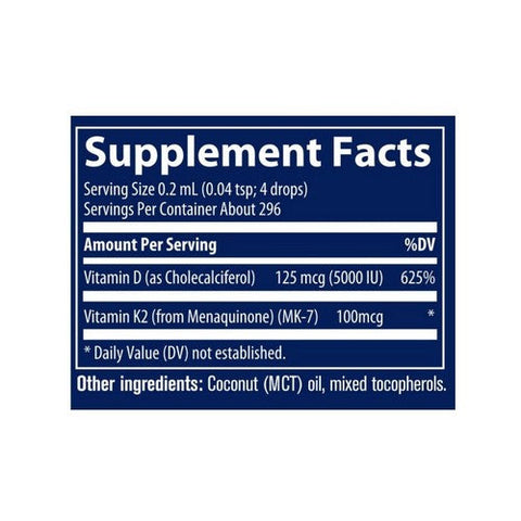 Trace Minerals, Ionic D3 + K2 Unflavored, 125 mcg, 2 Oz Trace Minerals