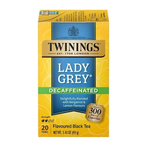 Twinings Tea, Decaffeinated Lady Grey Black Tea, 20 Bags (Case of 6)