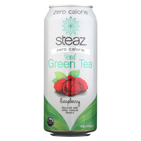 Steaz, Organic Zero Calorie Iced Green Tea Raspberry, 16 Oz (Case of 12)