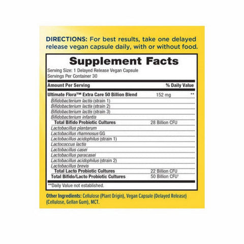 Renew Life, Extra Care Ultimate Flora Probiotic, 50 Billion CFU, 30 Capsules Renew Life