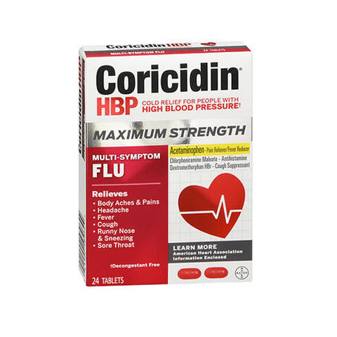 Coricidin Hbp, Coricidin HBP Multi-Symptom Flu Maximum Strength, 24 Count