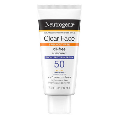 Neutrogena, Clear Face Breakout Free Oil-Free Sunscreen SPF 50, 3 Oz