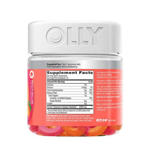 Olly, Collagen Gummy Rings Peach Bellini, 30 Gummies