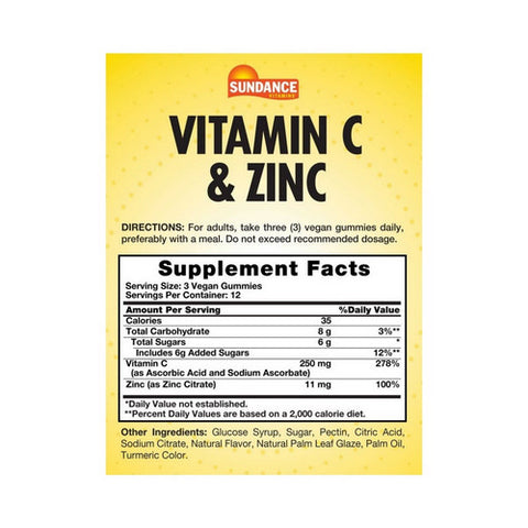Sundance, Vitamins Vitamin C + Zinc Vegetarian Gummies, 36 Count