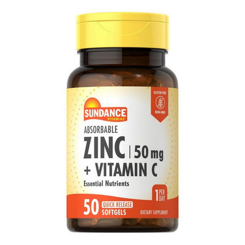 Sundance, Vitamins Absorbable Zinc + Vitamin C Quick Release, 50 Mg, 50 Softgels