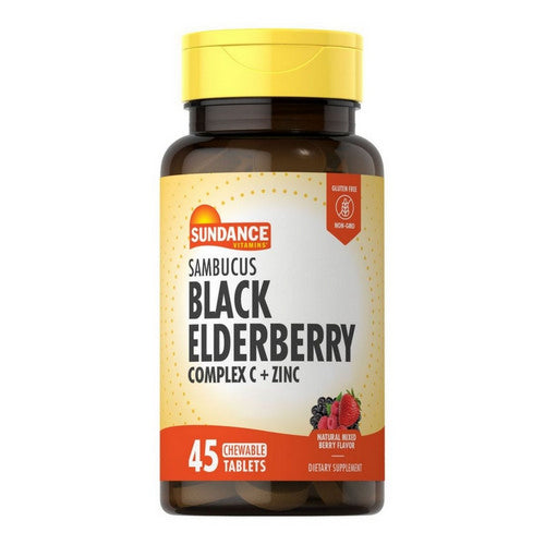 Sundance, Sambucus Black Elderberry Complex C Plus Zinc Natural Mixed Berry, 45 Tabs