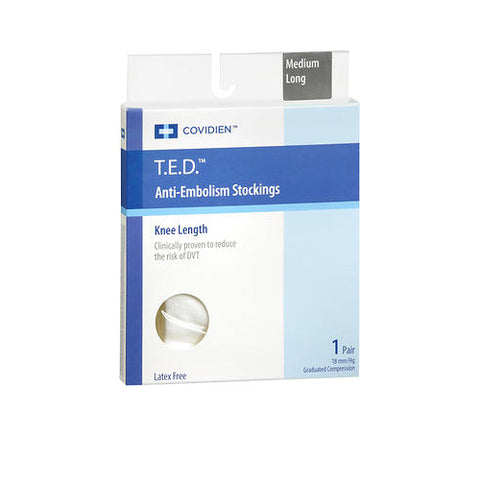 T.E.D, Anti-Embolism Stockings Knee Length White Medium Long, 18 Mm/Hg, 1 Count