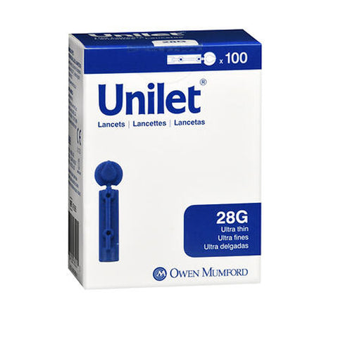 Unistik 3, Lancets 28 Gauge Ultra Thin, 100 Count