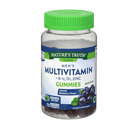 Nature's Truth, Men's Multivitamin + B-12, D3, Zinc Gummies Natural Blueberry Flavor, 70 Count