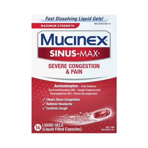 Mucinex, Sinus-Max Severe Congestion and Pain, 16 Caplets Mucinex